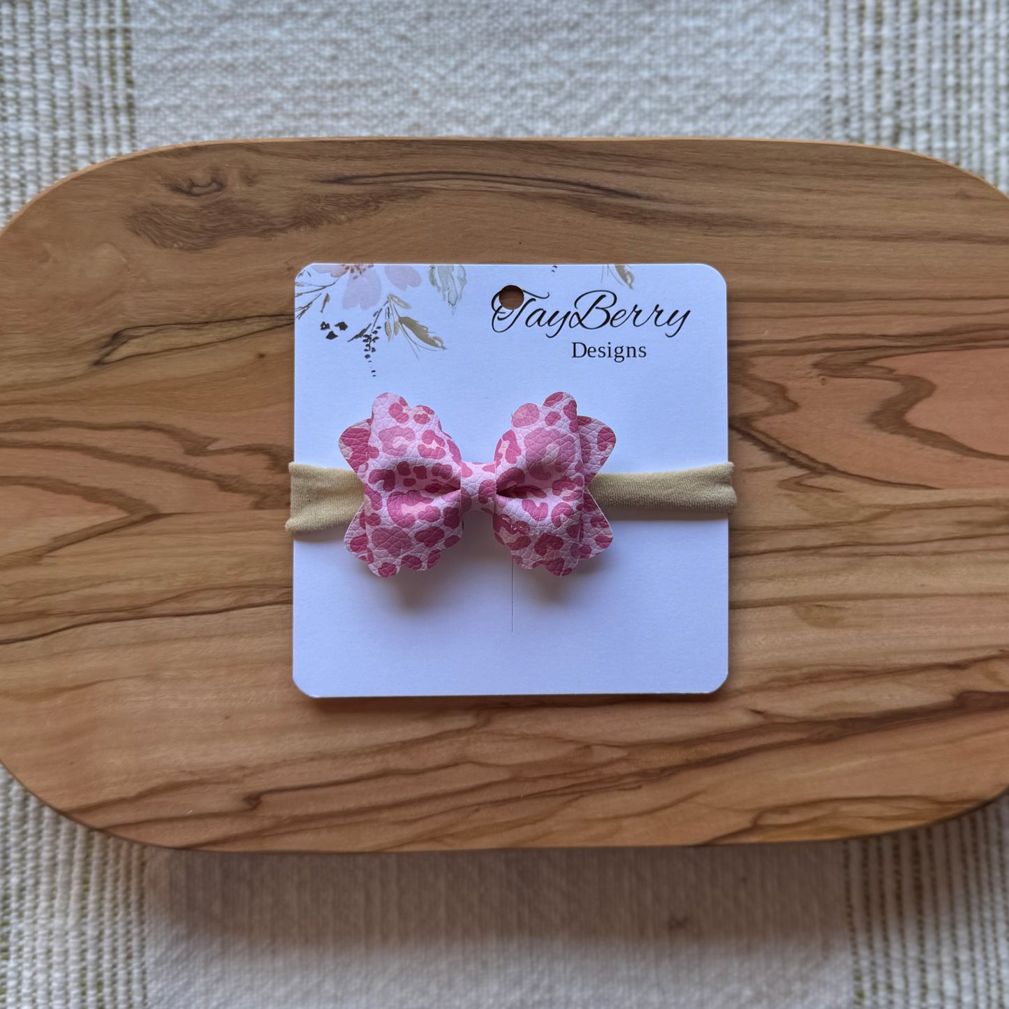 Pink Leopard - Mini Daisy Faux Leather HEADBAND