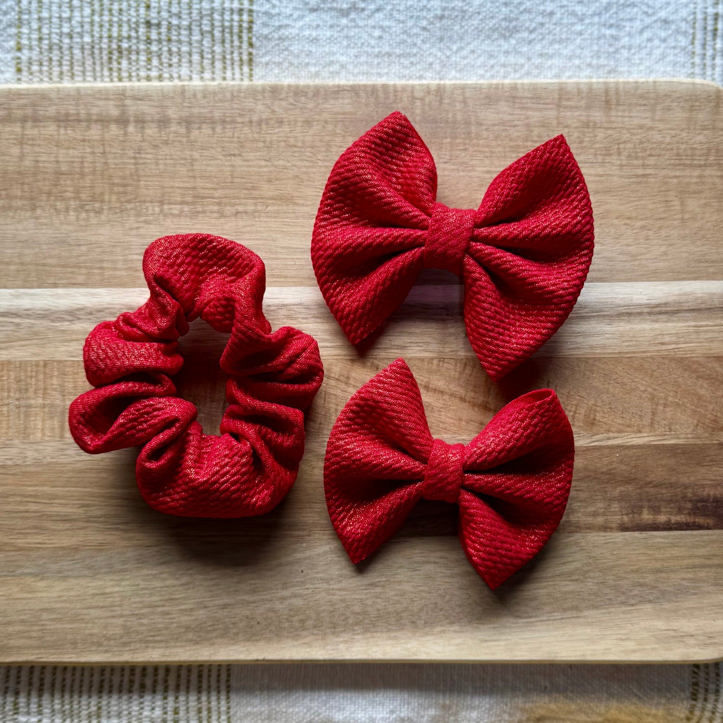 Red & Gold Shimmer - Floppy, Scrunchies & Head Wraps