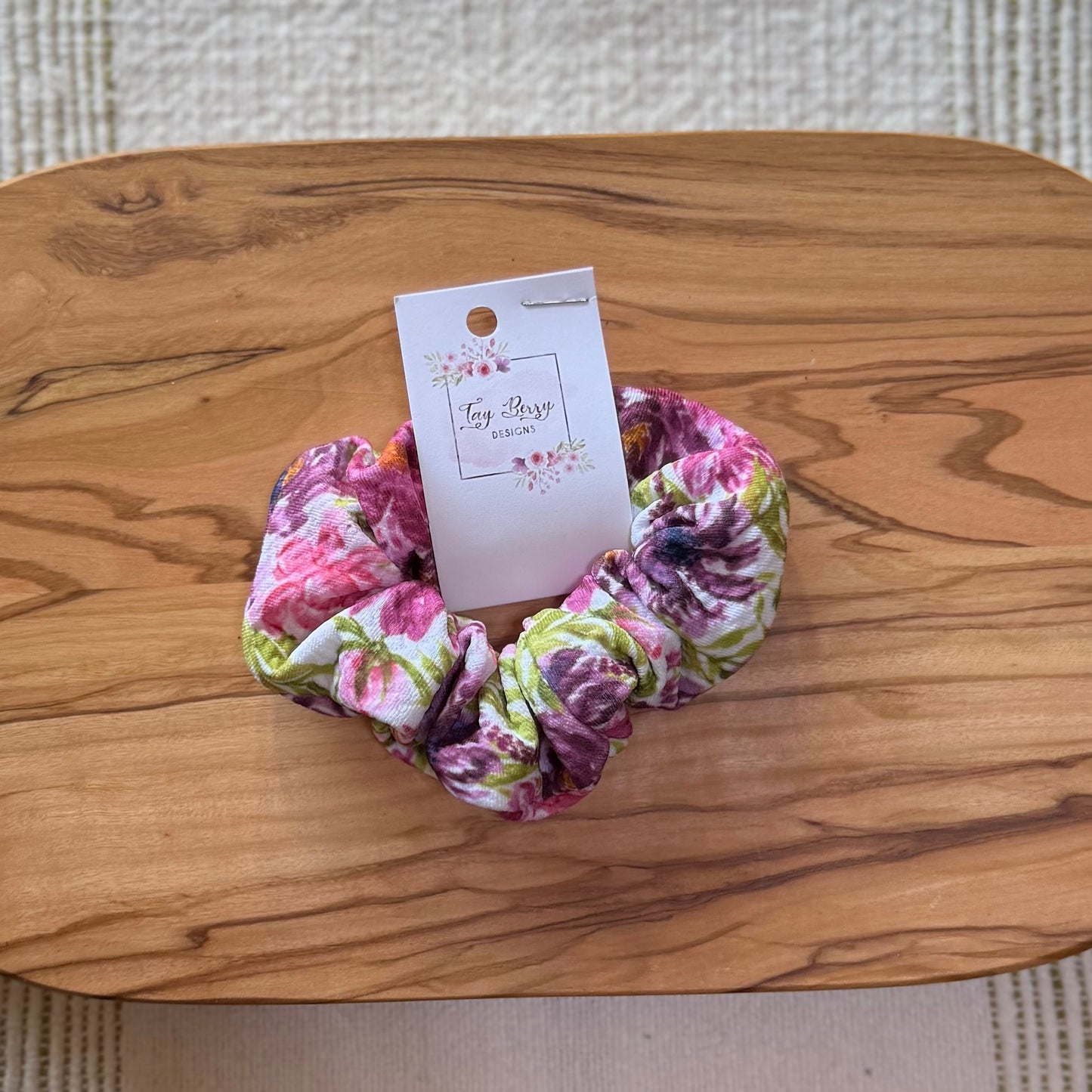 Purple & Pink Floral Scrunchie