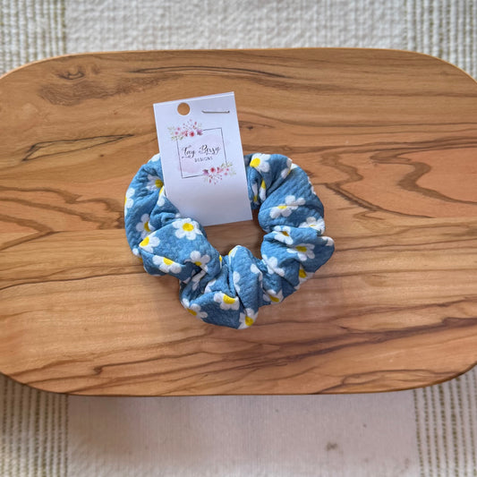Daisies Blue Scrunchie