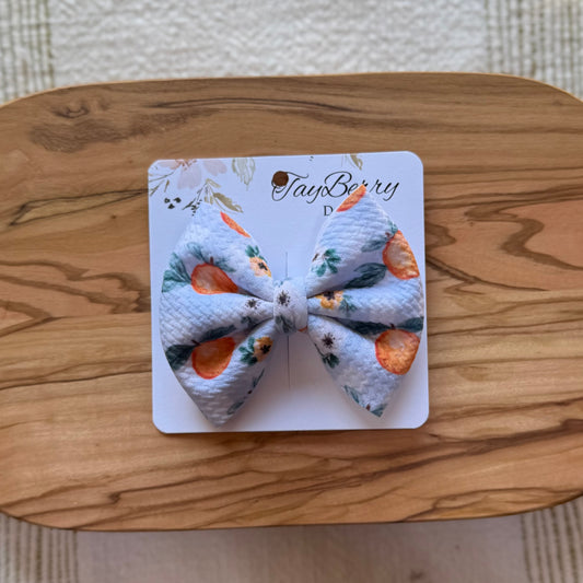 Checkered Floral Peach - Mini Clip