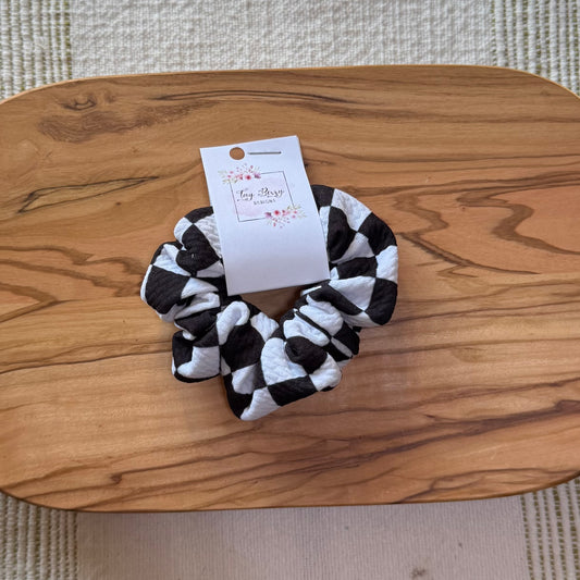 Black & White Checkered Scrunchie