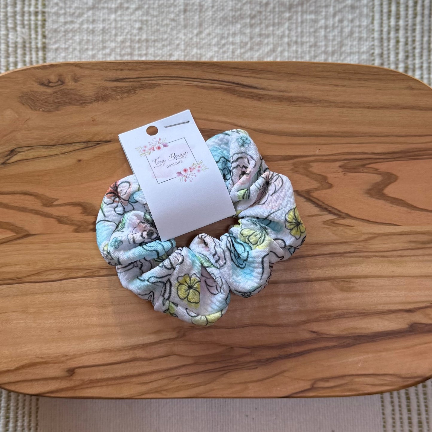 Watercolor Floral Scrunchie