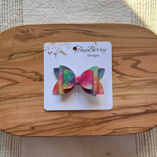 Dark Rainbow Watercolor - 3" Harper Faux Leather
