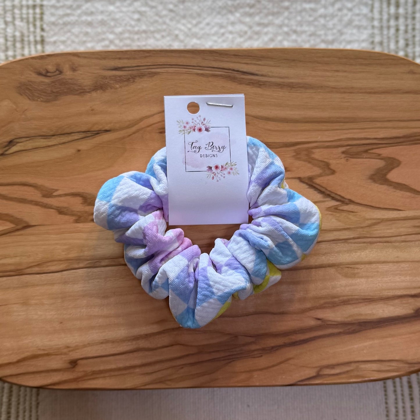 Pastel Checkered Scrunchie