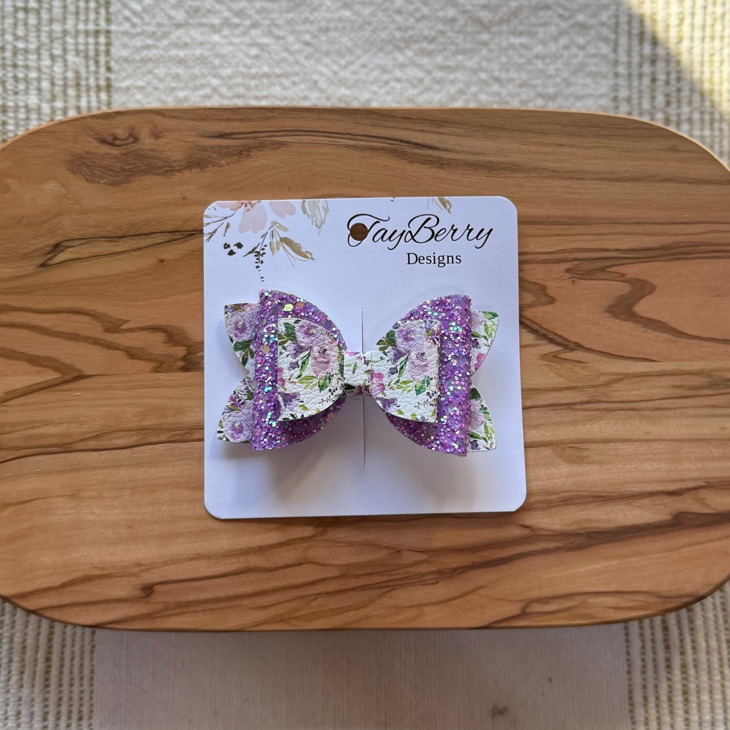 Purple Floral & Glitter - 3.5" Harper Faux Leather